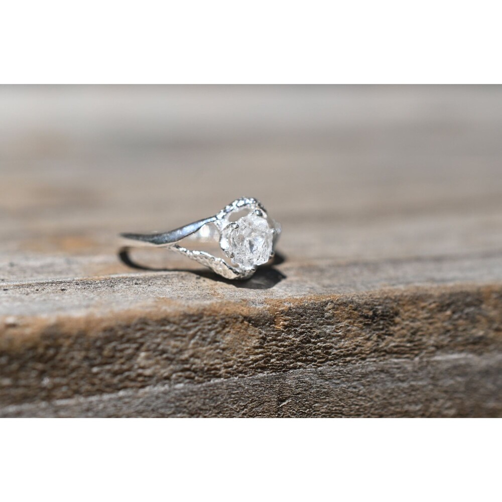 Rough Diamond Ring, Raw Diamond Engagement Ring, White Diamond, Wedding Ring, Wo - Picture 2 of 3
